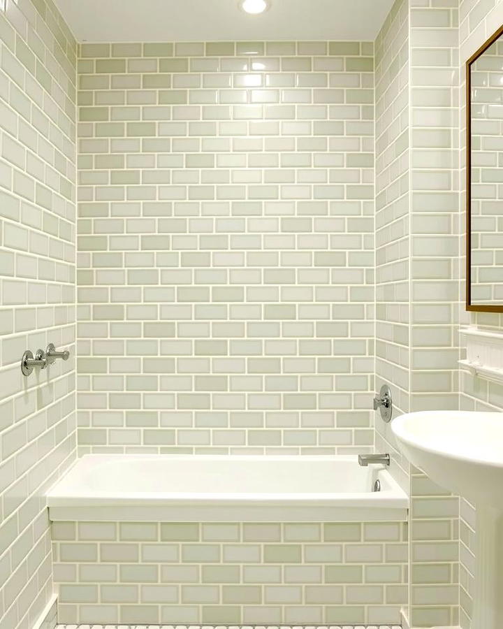 Sage Green Tiles with Cream Grout