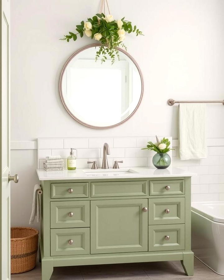 Sage Green Vanity for a Calming Effect