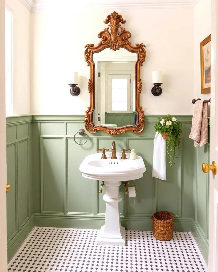 Sage Green Wainscoting with Cream Upper Walls