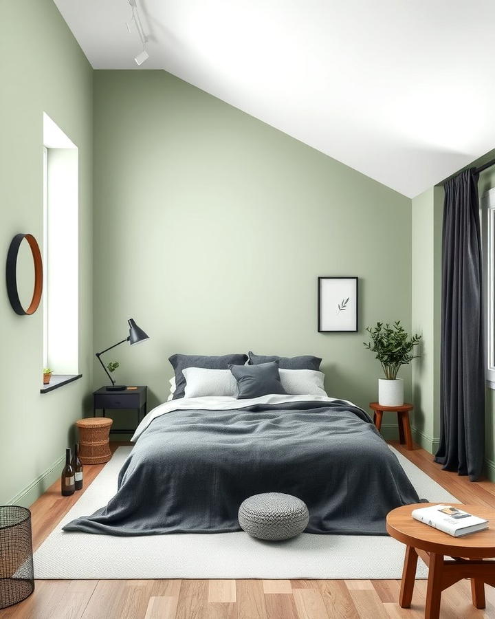 Sage Green Walls with Charcoal Grey Accents