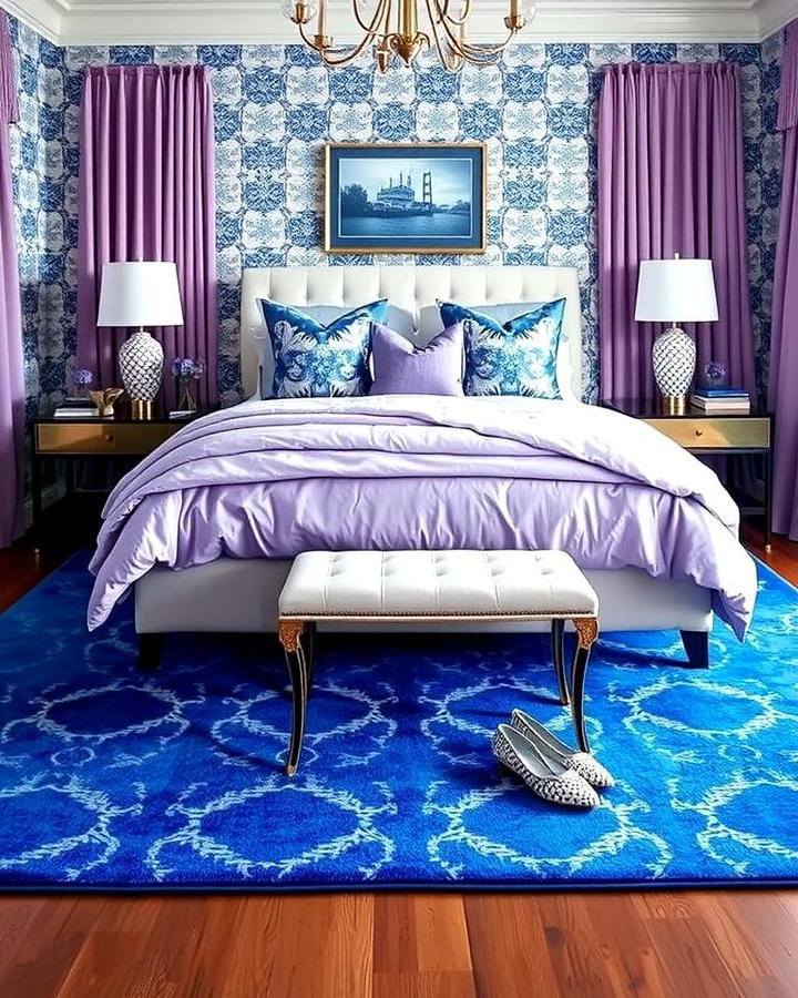 Sapphire Blue Rug with Lavender Accents