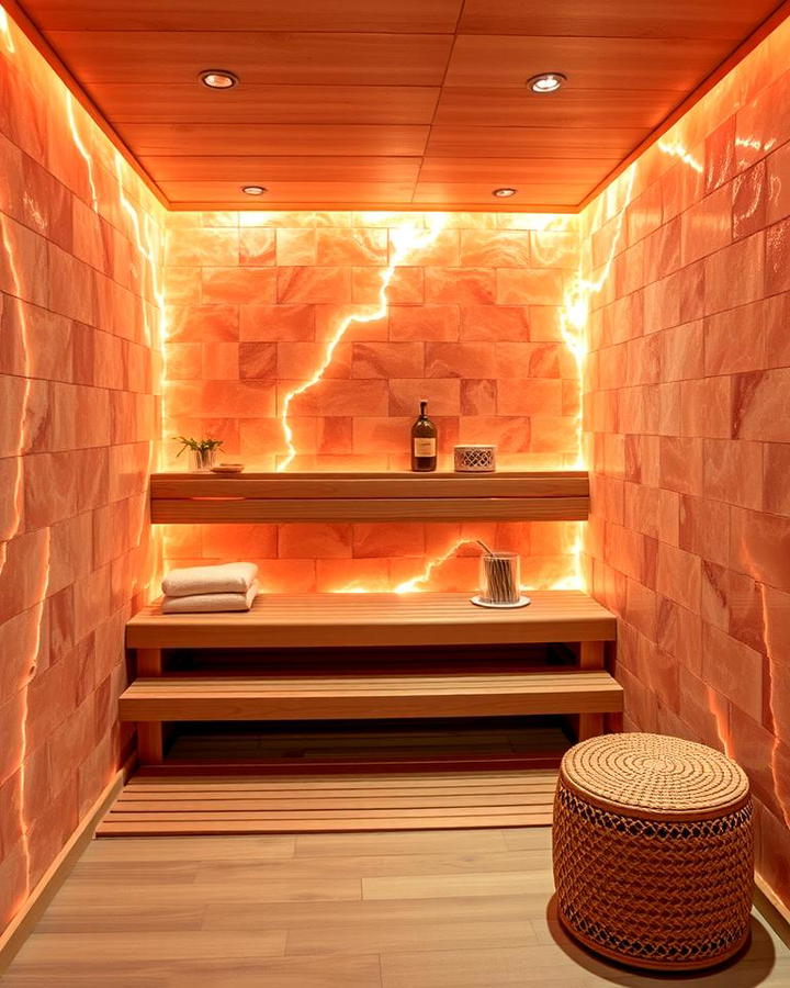 Sauna with Himalayan Salt Walls