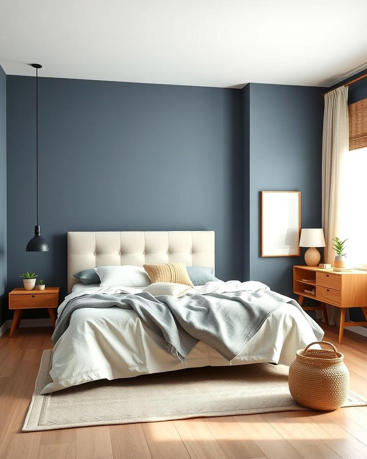 Scandinavian Inspired Blue and Beige Bedroom