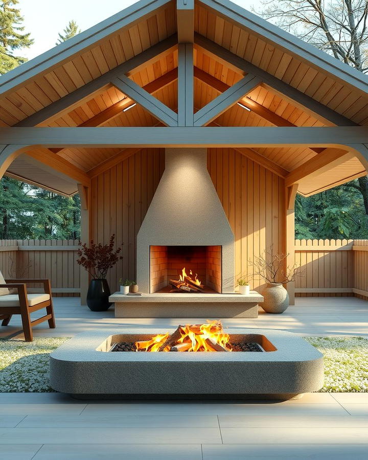 Scandinavian Inspired Pavilion with Fireplace