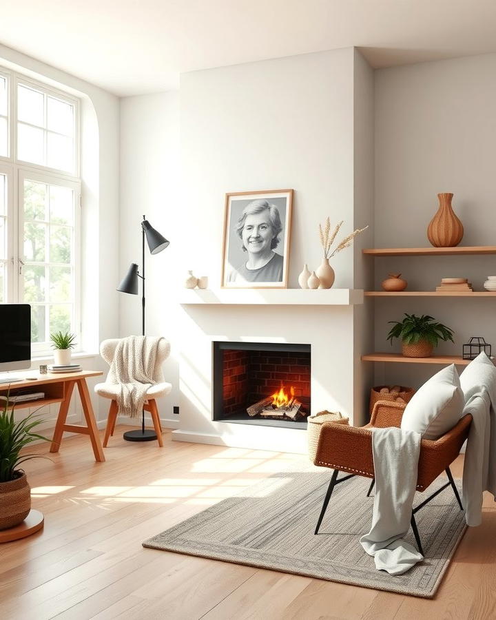 Scandinavian Style Fireplace Office