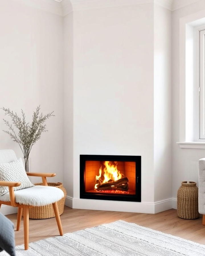 Scandinavian inspired Corner Fireplace Design