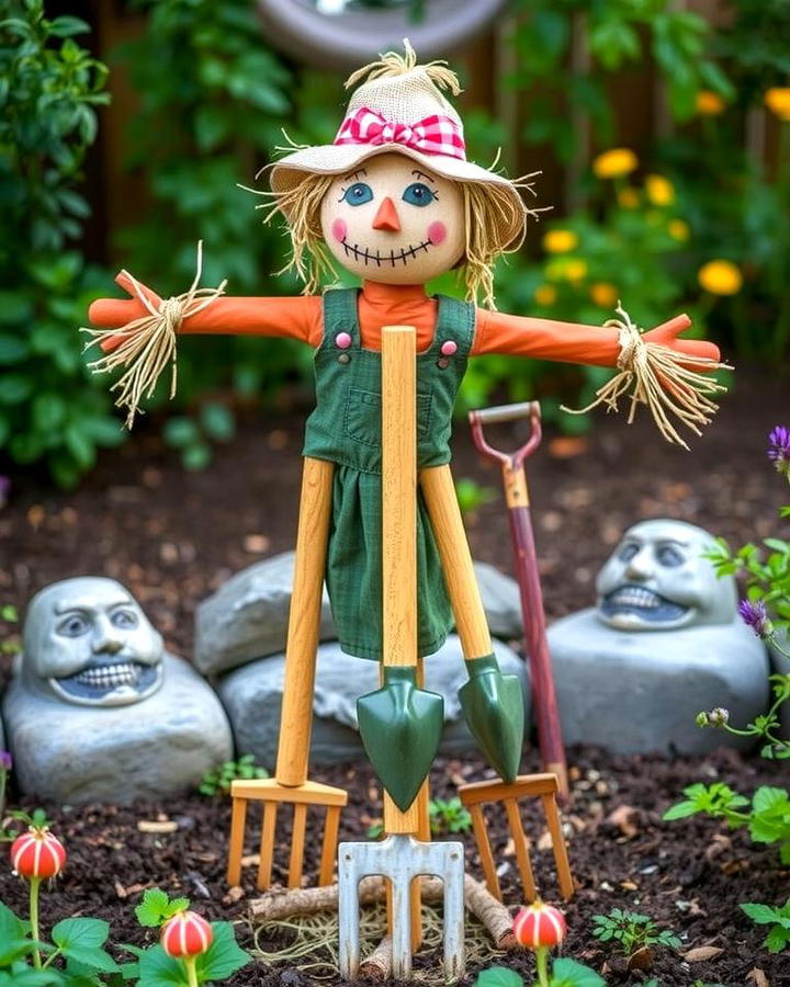 Scarecrow with Garden Tools