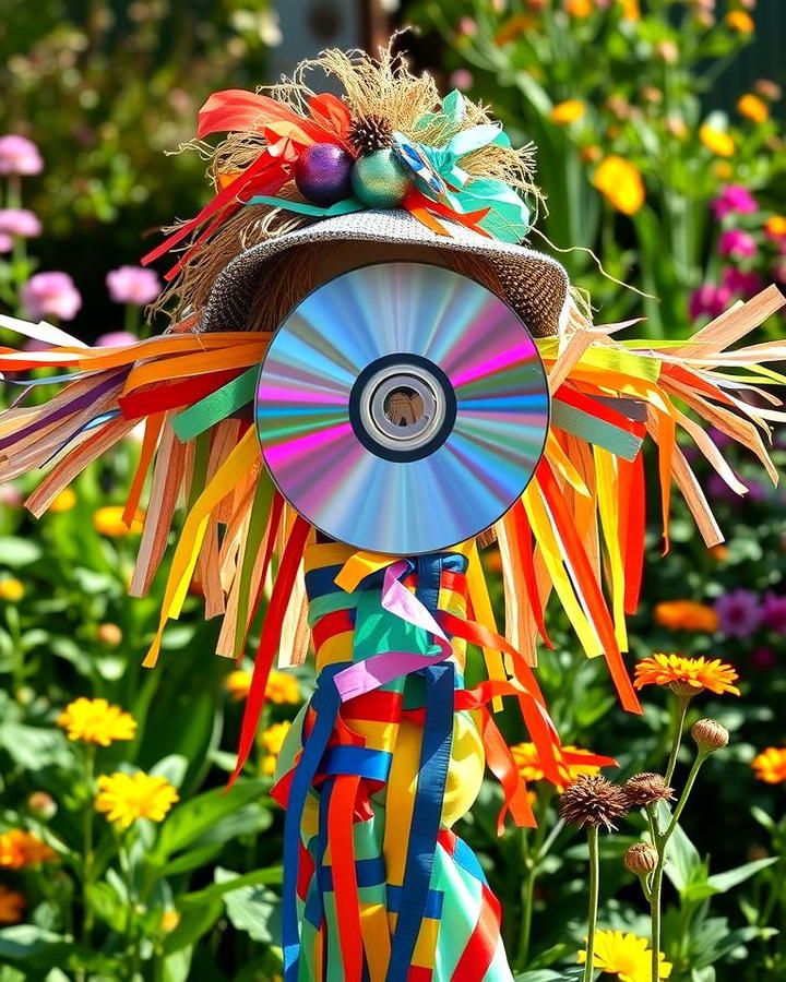 Scarecrow with Old CDs