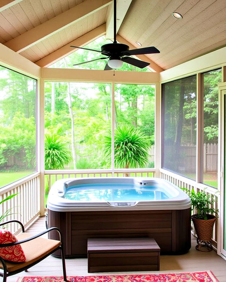 Screened in Porch Hot Tub Enclosure