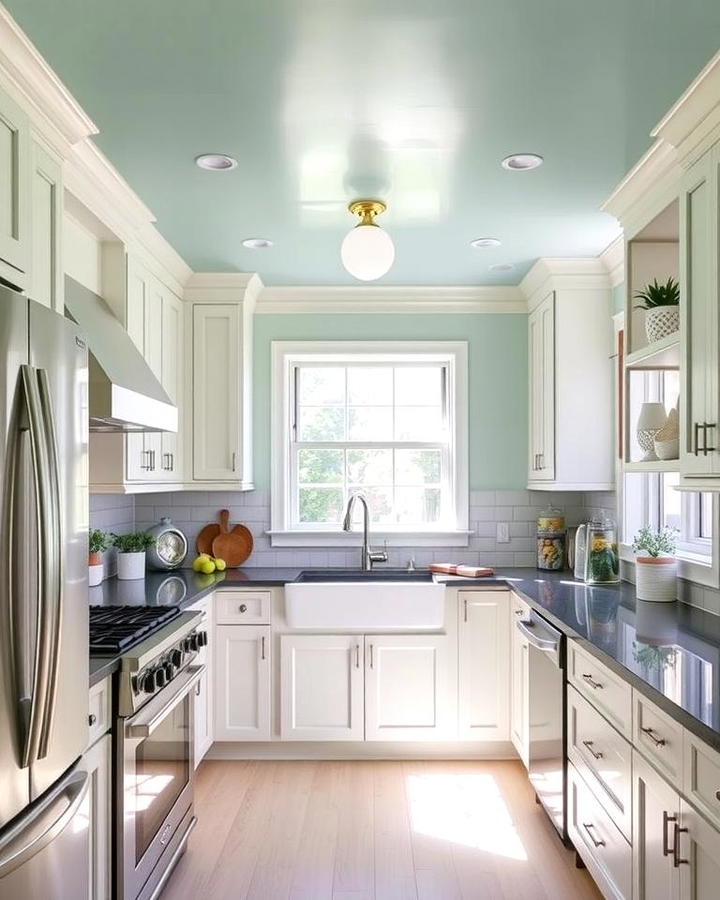 Seafoam Green Ceiling for an Unexpected Element