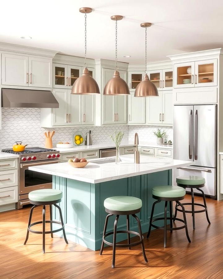 Seafoam Green Kitchen Island for a Bold Statement