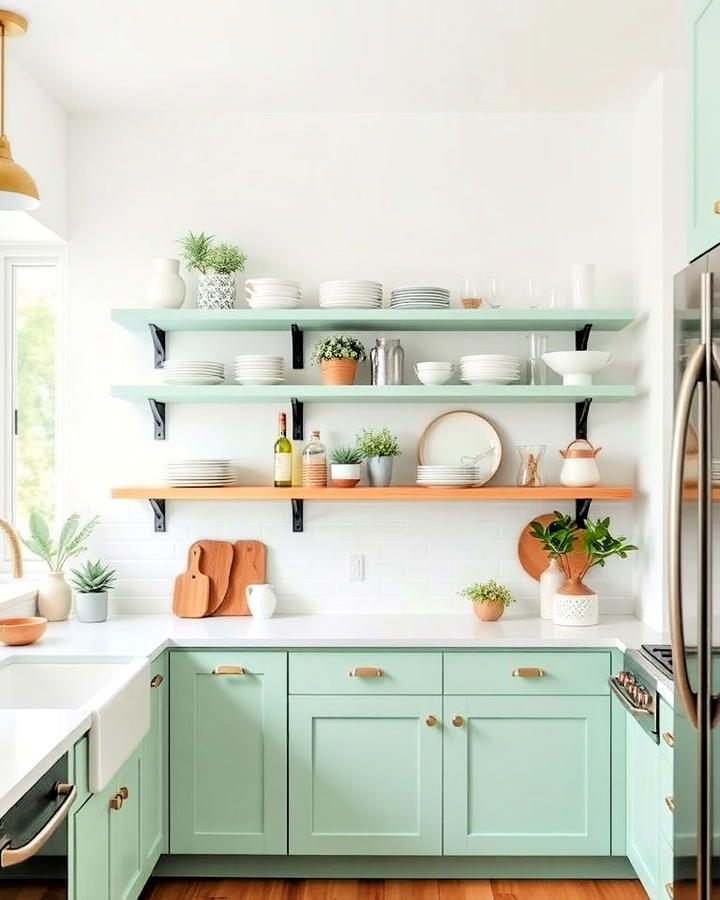 Seafoam Green Open Shelving