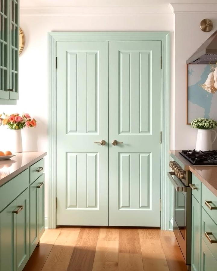 Seafoam Green Pantry Doors for a Hidden Surprise