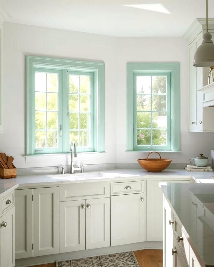 Seafoam Green Window Frames for a Unique Detail