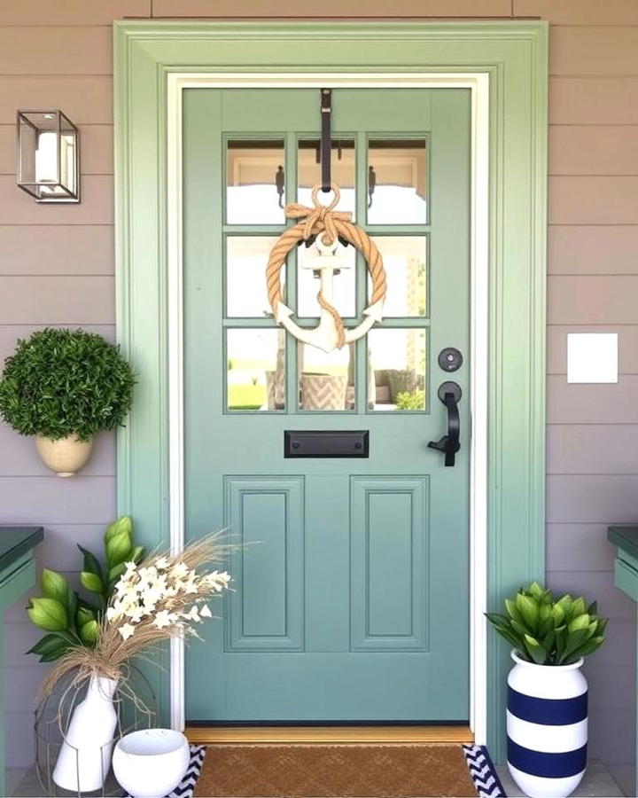 Seaweed Green Door with Nautical Decor