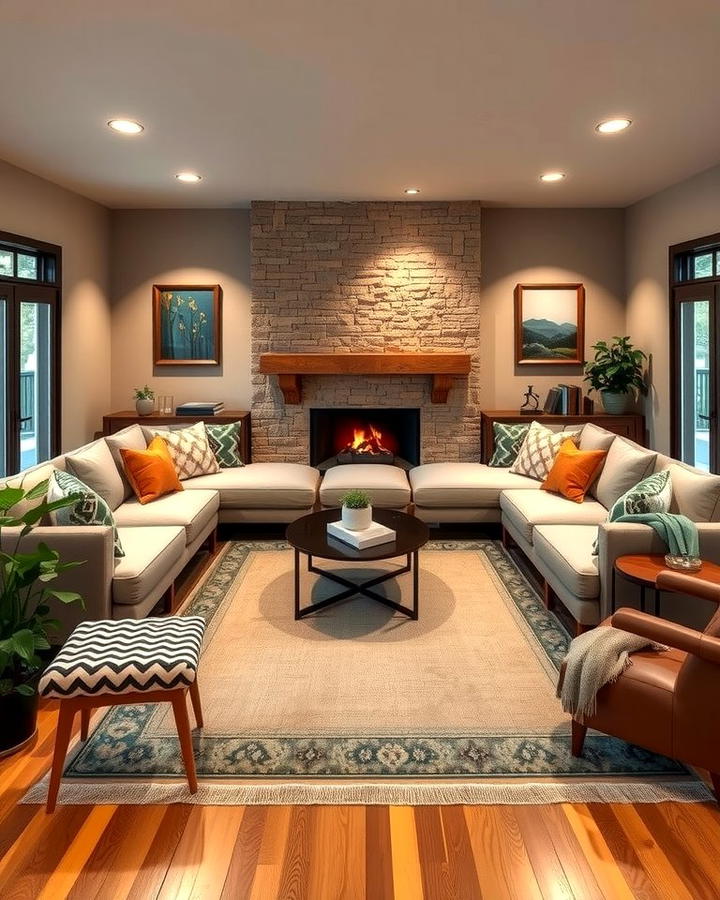 Sectional Sofa Facing the Fireplace