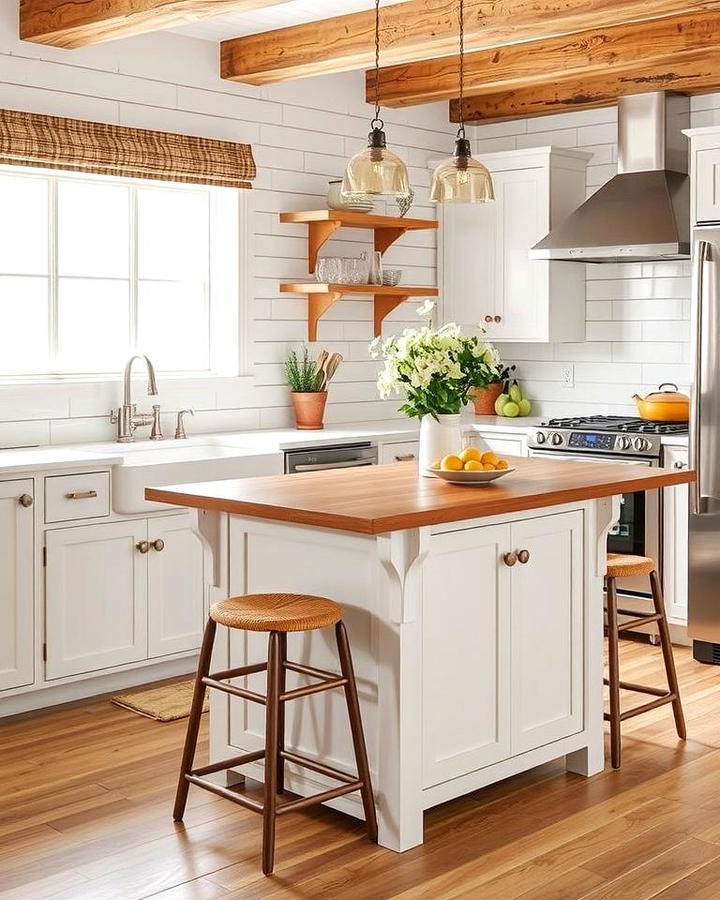 Shiplap Backsplash with a Freestanding Island