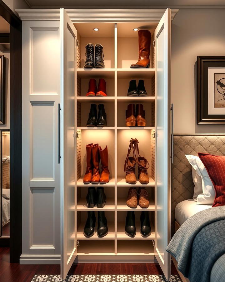 Shoe Cabinet with Dedicated Boot Compartments