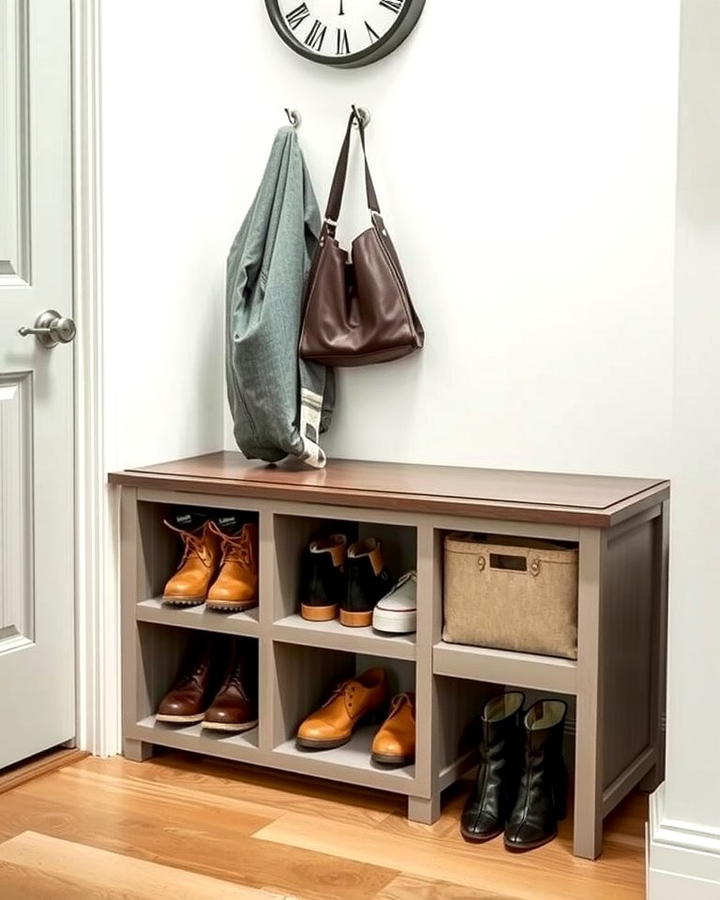 Shoe Storage Bench with Hidden Compartments