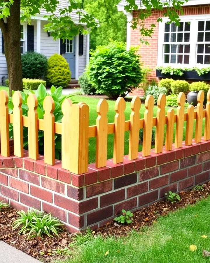 Short Brick Fence with Picket Detailing