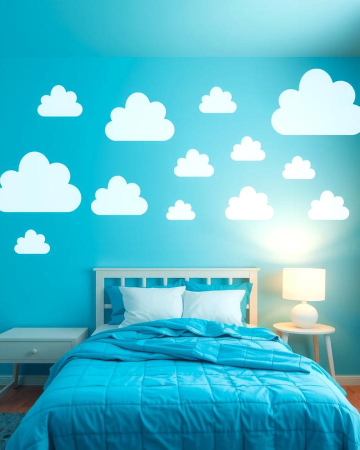 Sky Blue Walls with Cloud Accents