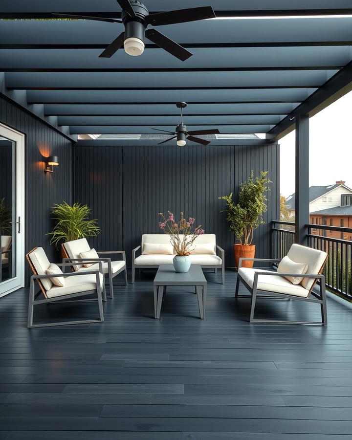 Sleek Black Deck with Minimalist Furniture