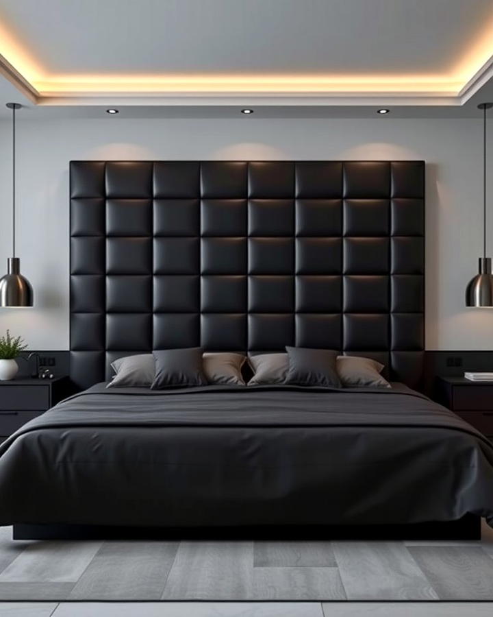 Sleek Black Leather Headboard