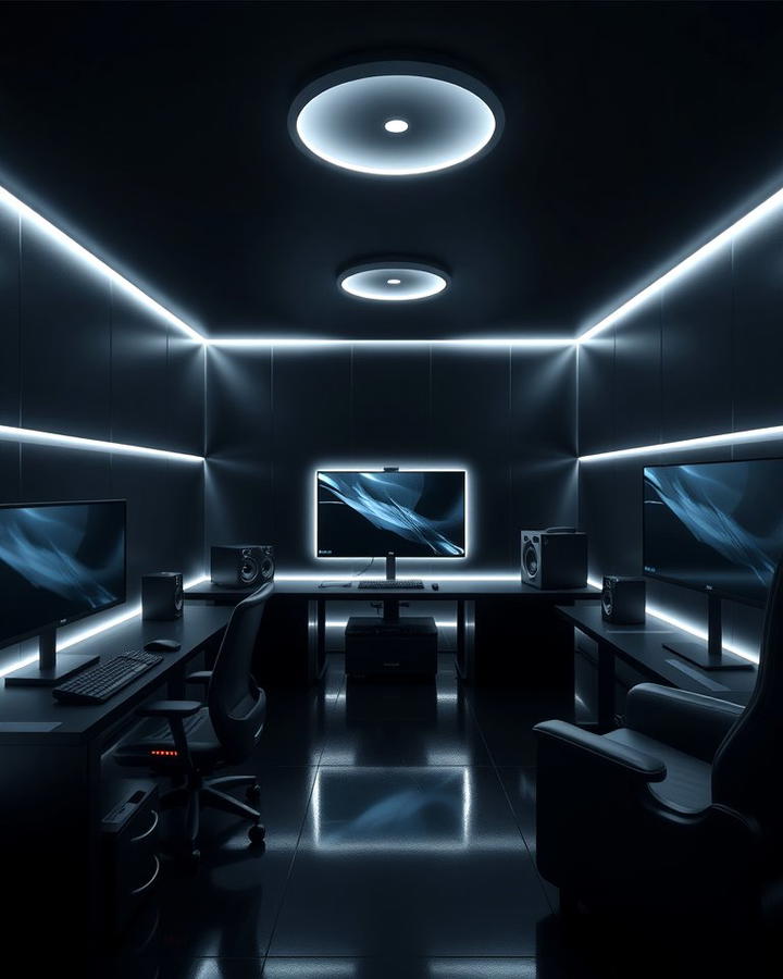 Sleek Black Walls with LED Lighting