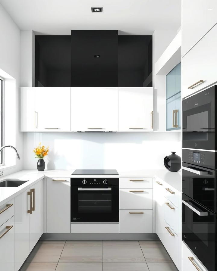 Sleek Contrast with White Cabinets