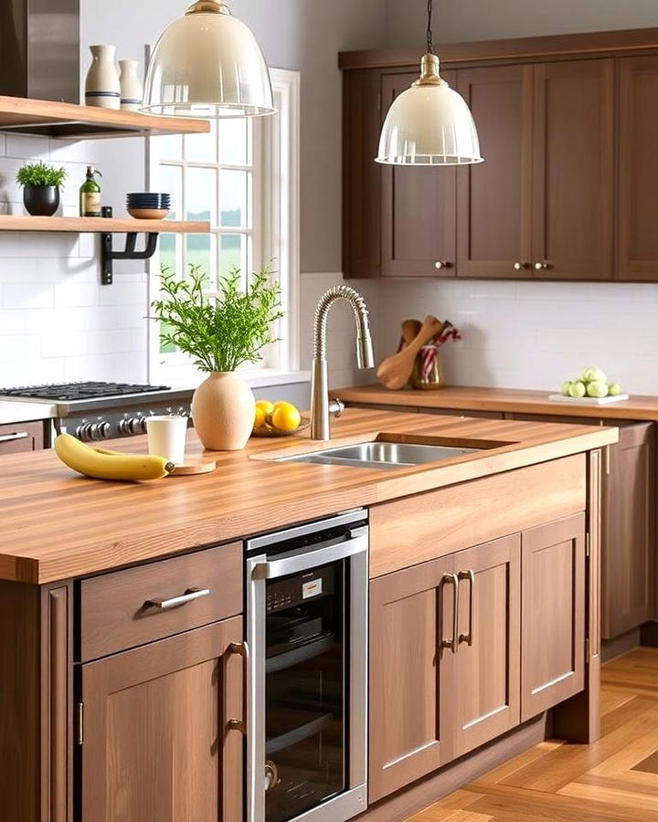 Sleek Elegance with Butcher Block Countertops