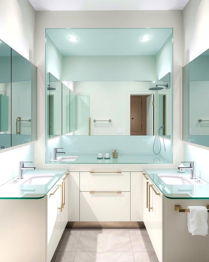 Sleek Glass Topped Double Vanity