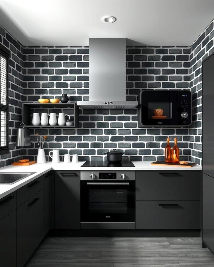 Sleek Minimalism with Monochrome Brick Wallpaper