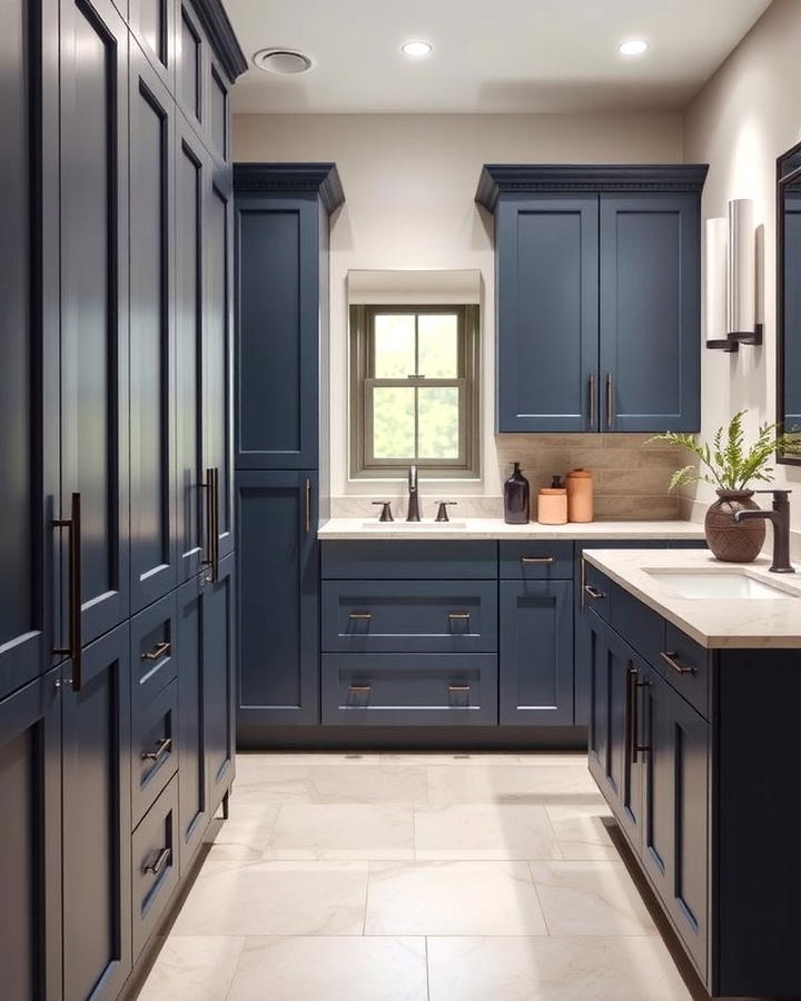 Sleek Slate Blue Cabinets