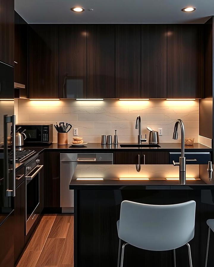 Sleek Urban Kitchen with Dark Elegance