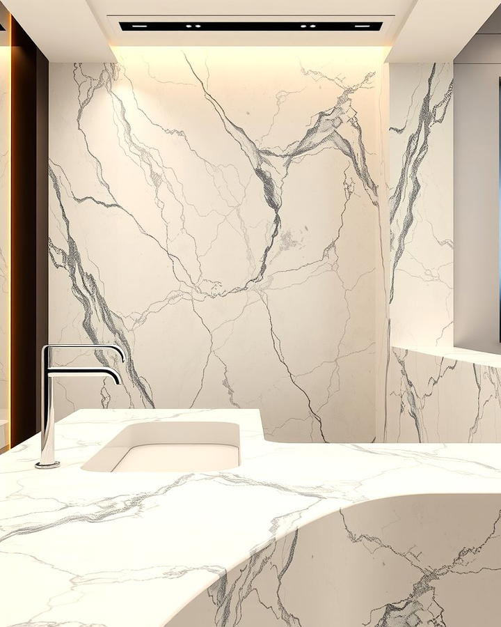 Sleek Waterfall Edge Marble Design