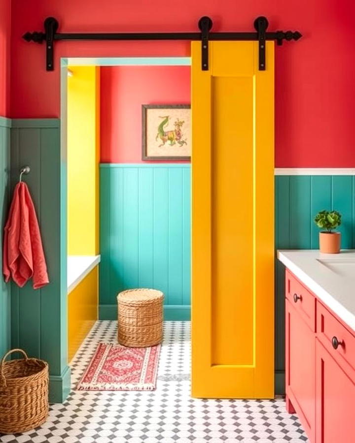 Sliding Barn Door with Bold Colors