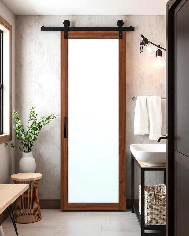 Sliding Frosted Barn Pocket Door for a Modern Farmhouse Look