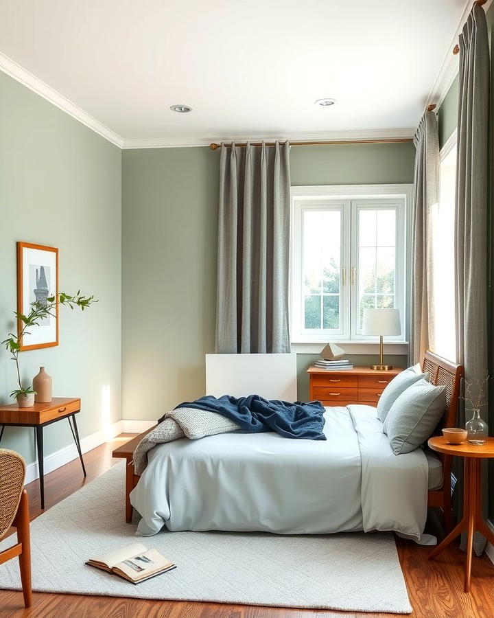 Soft Green Walls with Grey Accents
