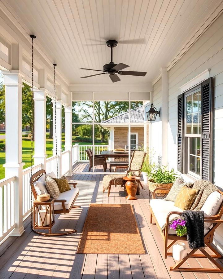 Spacious Wrap around Porch with Swing Seating