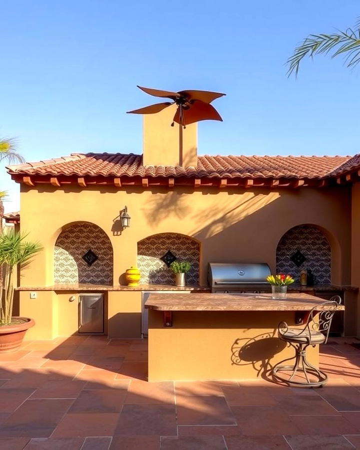 Spanish Style Stucco Outdoor Kitchen