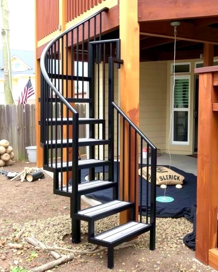 Spiral Deck Steps to Save Space