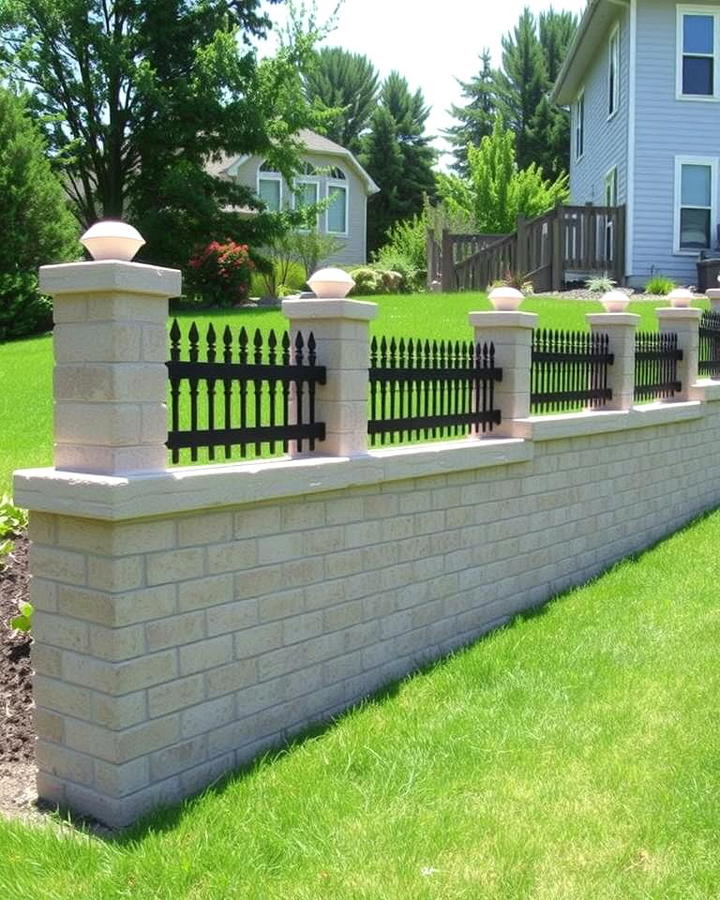 Split Level Concrete Block Fence