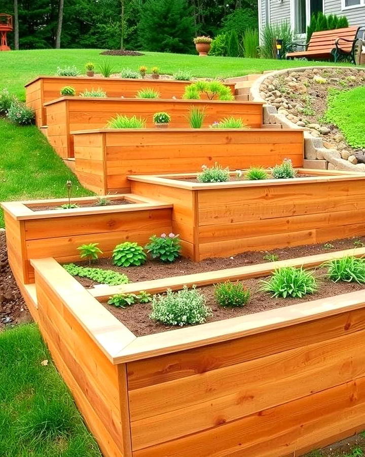 Split Level Wooden Retaining Walls