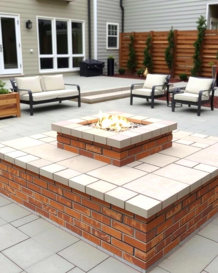 Square Brick Fire Pit with a Modern Twist