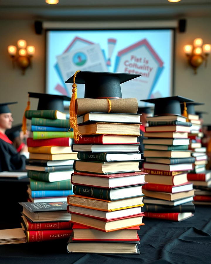 Stack of Books with Graduation Theme