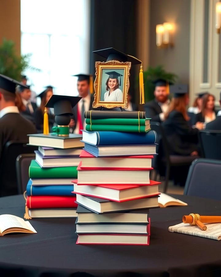 Stacked Books with Graduation Accents