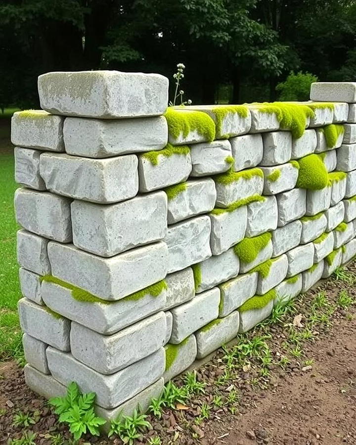 Stacked Concrete Block Fence