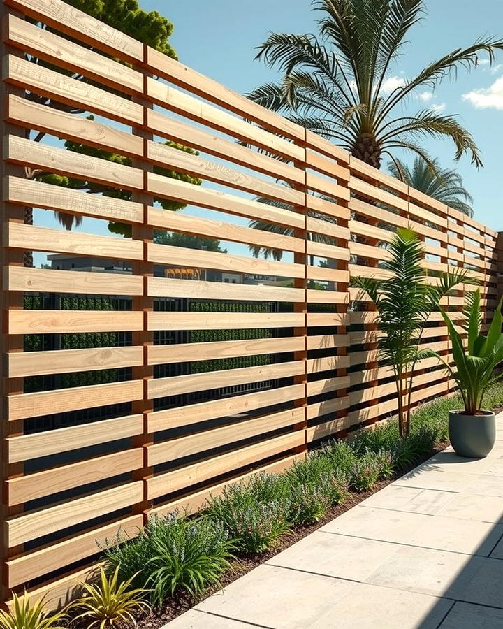 Staggered Horizontal Slat Fence