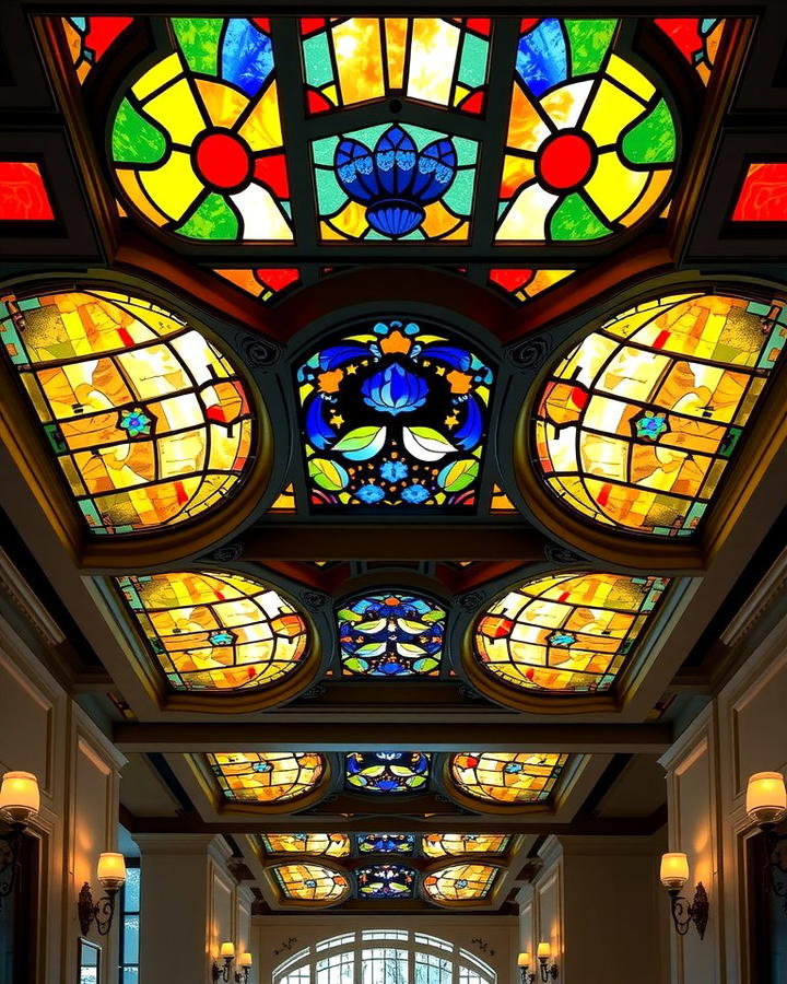 Stained Glass Coffered Ceiling