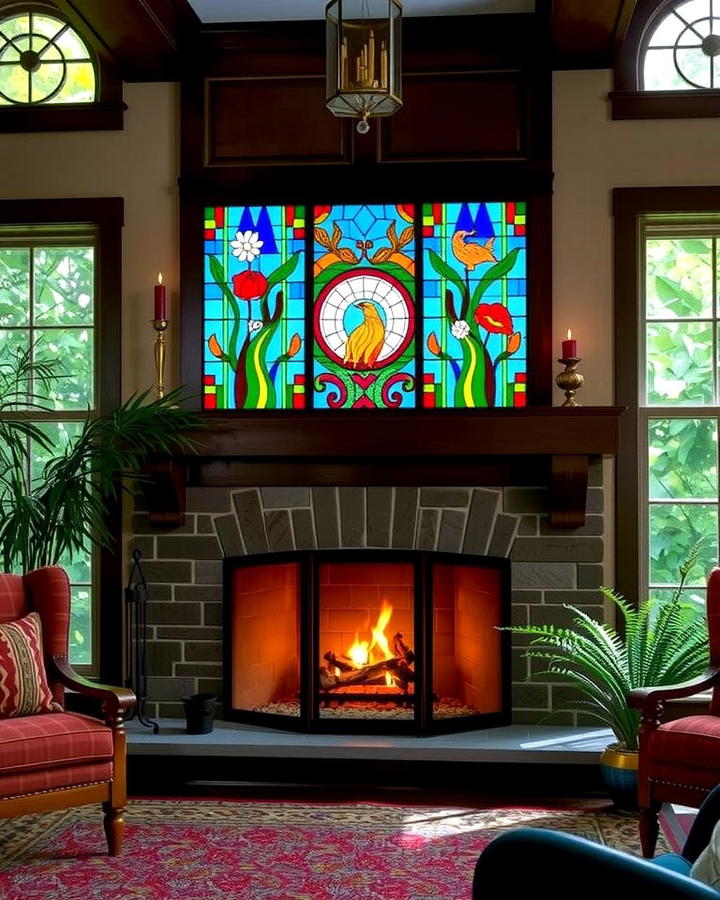 Stained Glass Fireplace Screen